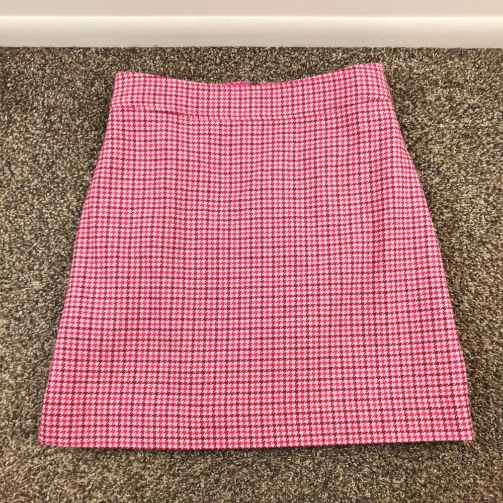 J. Crew Pink Houndstooth Skirt Suit Set - Picture 15 of 16